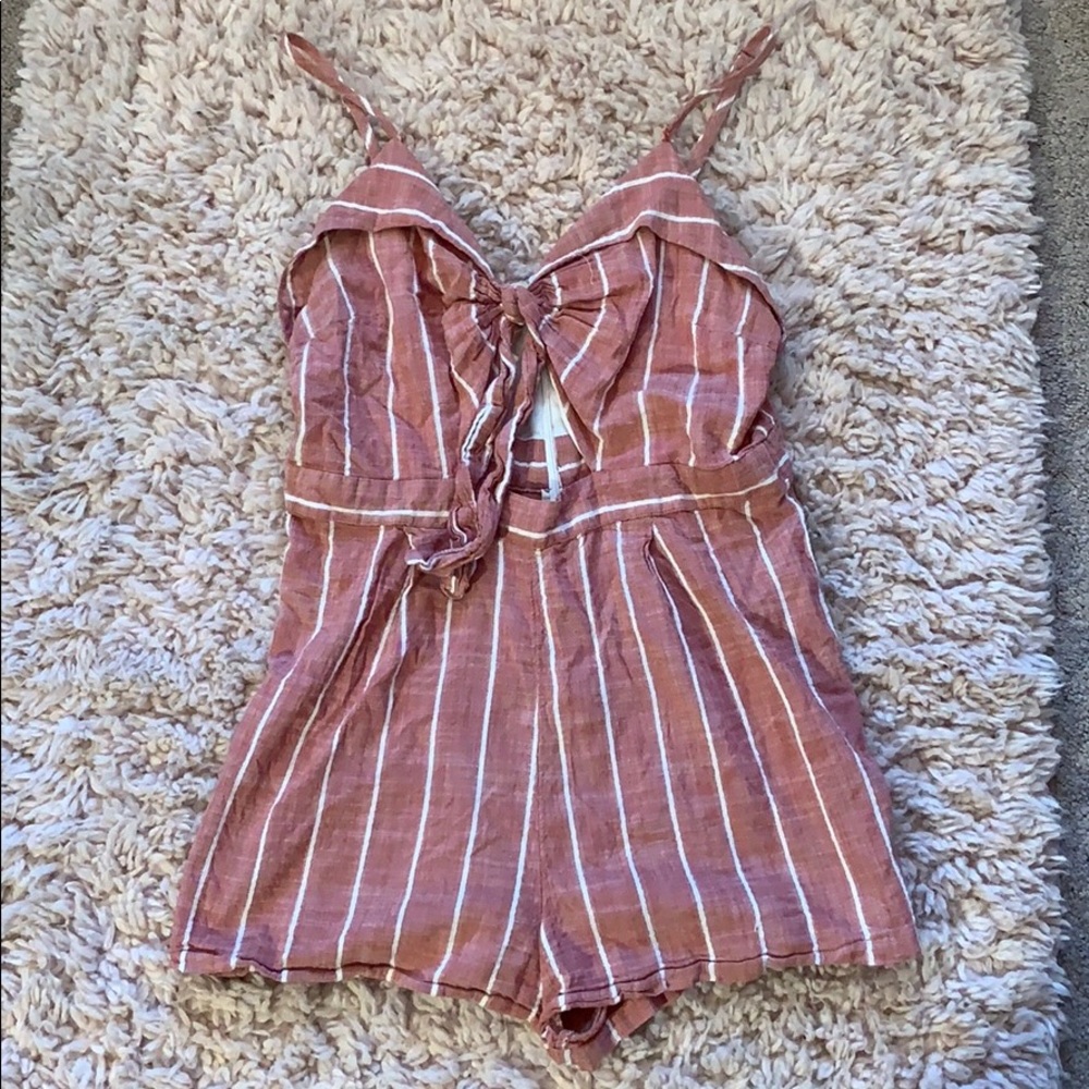 Pink and white striped romper!